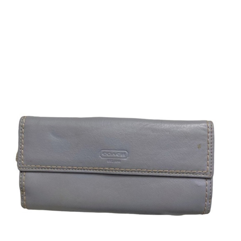 Coach vintage y2k light purple lavender periwinkle leather turnlock wallet - Picture 3 of 12